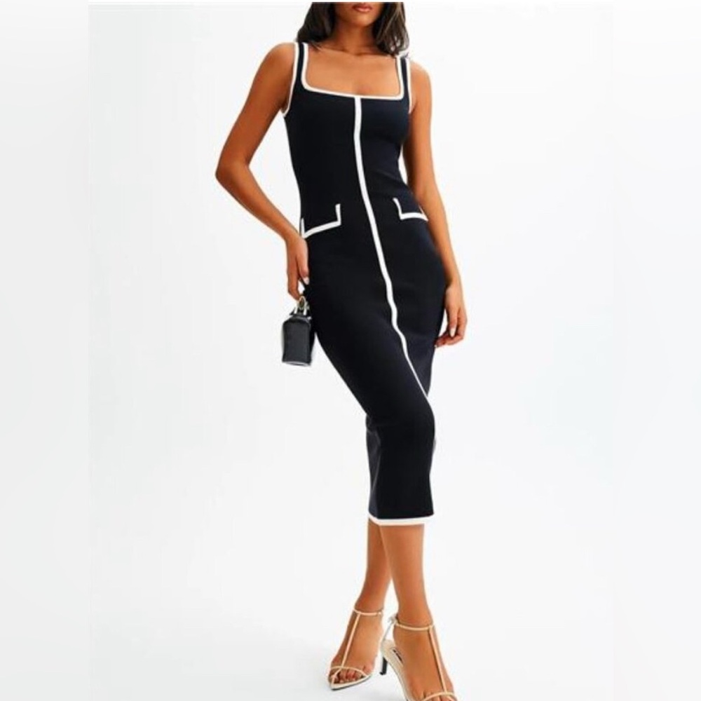Eimear Contrast Knit Midi Dress